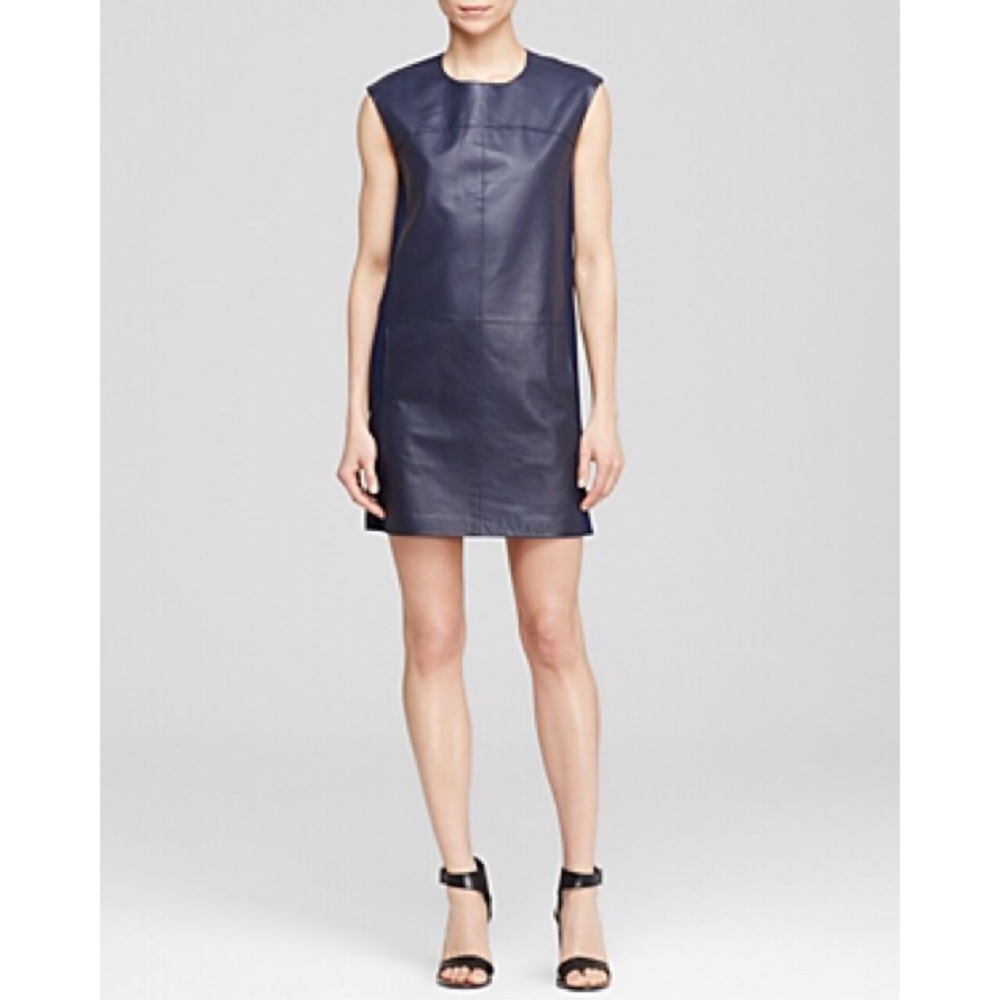 Vince Navy Leather Mini Dress